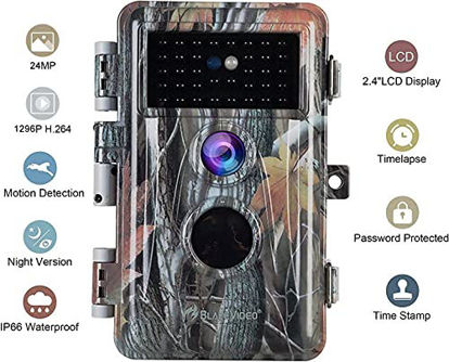 Picture of [2021 Upgrade] 2-Pack Night Vision Game Trail Cameras 24MP 1296P H.264 MP4 Video No Glow Deer Hunting Cams IP66 Waterproof & Password Protected Motion Activated Photo & Video Model Time Lapse