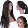 Picture of KUN Hair 360 Lace Wigs Natural Straight Brazilian Virgin Human Hair Wigs with Pre Plucked Natural Hairline, Slightly Bleached Knots 150% Density Wigs with Baby Hair for Women Natural Color 14 Inches