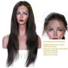 Picture of KUN Hair 360 Lace Wigs Natural Straight Brazilian Virgin Human Hair Wigs with Pre Plucked Natural Hairline, Slightly Bleached Knots 150% Density Wigs with Baby Hair for Women Natural Color 14 Inches