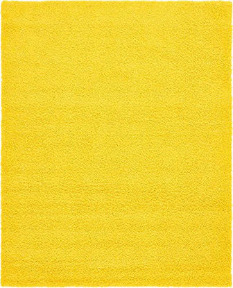 Picture of Unique Loom Solo Solid Shag Collection Modern Plush Area Rug, 8 x 10 ft, Tuscan Sun Yellow