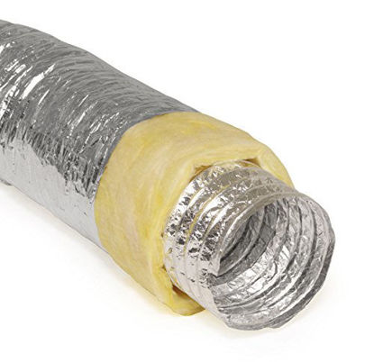 Picture of 18" Inch Aluminum Hose Flexible Insulated R-4.2 Air Duct Pipe for Rigid HVAC Flex Ductowrk Insulation - 25' Feet Long