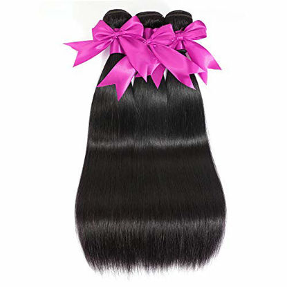 Picture of 10A Straight Bundles Human Hair 100% Virgin Brazilian Hair 3 Bundles (26 28 30 Inch) Straight Weave Human Hair Bundles Unprocessed Remy Hair Bundles