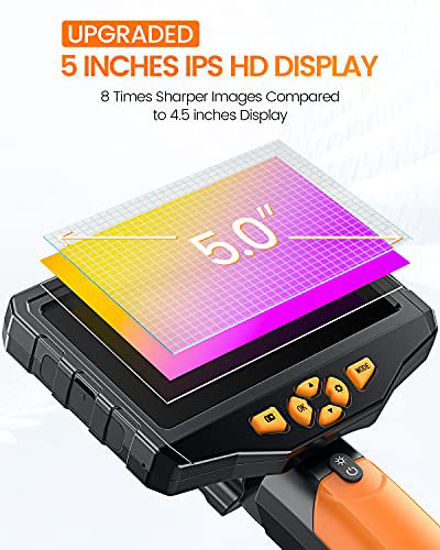 GetUSCart- 5 inches IPS Inspection Camera, Teslong Dual Lens Borescope ...