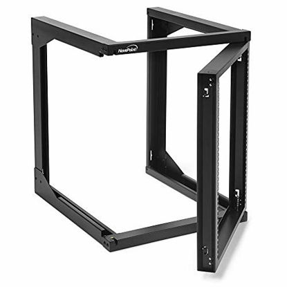 Picture of NavePoint 12U Wall Mount Open Frame Network Rack, Swing Out Hinged Gate,24 Inch Depth, Holds Network Servers and AV Equipment, Easy Rear Access to Equipment, Gate Opens 180 Degrees from Either Side