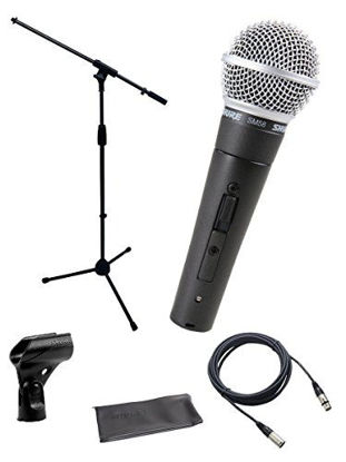 Picture of Shure SM58-S Microphone Bundle with on/off Switch, clip and pouch, MIC Boom Stand and XLR Cable