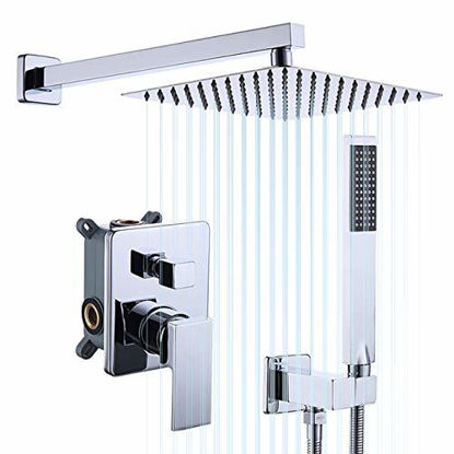 Picture of KES Shower System Shower Faucets Sets Complete 10 Inches Rain Shower Head with Handheld Pressure Balance Shower Valve and Trim Kit Polished Chrome, XB6230-CH