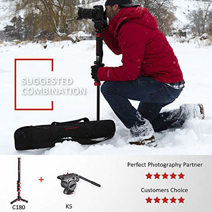 Picture of IFOOTAGE 71" Carbon Fiber Camera Monopod Professional Telescopic Video Monopods Base Tripod Compatibility DSLR Cameras Camcorders