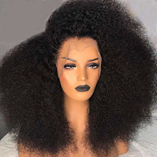 GetUSCart- Mongolian Afro Kinky Curly Wig Natural Lace Front Human Hair Wigs  For Black Women VIPbeauty Pre Plucked with Baby Hair 150 Density Remy Wigs(24  Inch)