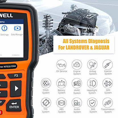 Picture of FOXWELL NT510 Elite Professional Automotive OBD2 Scanner for Land Rover and Jaguar Code Reader Full Systems Bi-Directional Diagnostic Scan Tool with HVAC ABS Airbag EPB Transmission Oil Light Reset