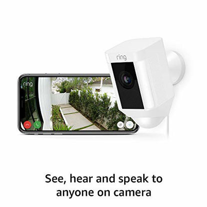 Picture of Ring Spotlight Cam Wired: Plugged-in HD security camera with built-in spotlights, two-way talk and a siren alarm, White, Works with Alexa
