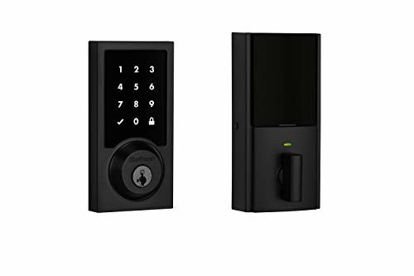 Picture of Kwikset 99190-004 Contemporary Premis Touchscreen Keyless Entry Smart Deadbolt Door Lock Works with Apple HomeKit Featuring SmartKey Security, Iron Black