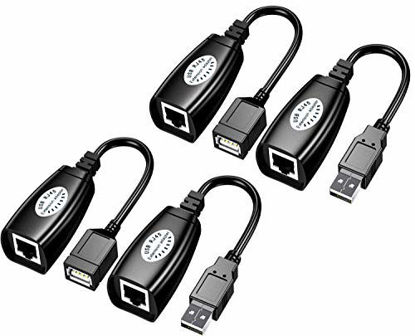 Picture of USB Over Cat6SNLLMZI USB RJ45 Extender Over Cat5/Cat5e /Cat6 Cable Extension Cable Connector Adapter - 2 Pairs