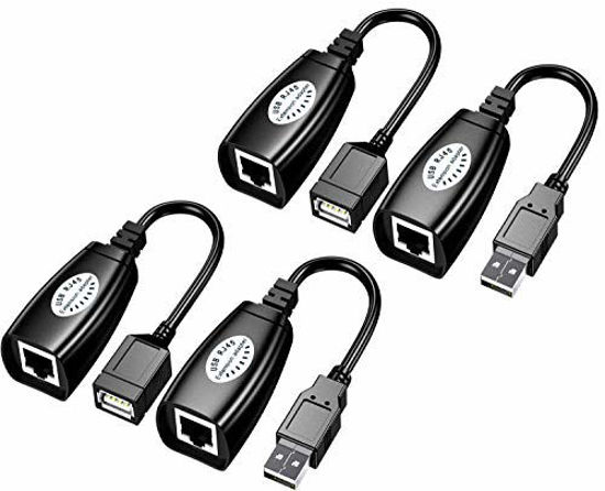 Picture of USB Over Cat6SNLLMZI USB RJ45 Extender Over Cat5/Cat5e /Cat6 Cable Extension Cable Connector Adapter - 2 Pairs