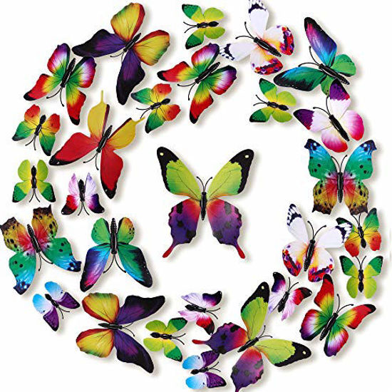 GetUSCart LiveGallery 72 PCS 6 Colors Removable 3D DIY Beautiful Butterfly Wall Decals Colorful