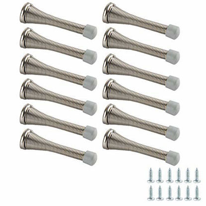 Picture of Amazon Basics Spring Door Stop, Brushed Nickel, 12-Pack