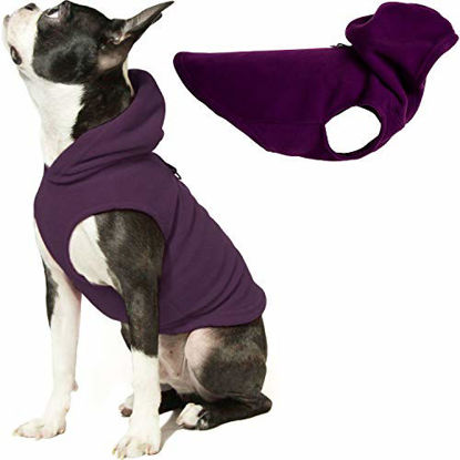 Picture of Gooby Dog Hoodie Fleece Vest - Plum, Medium - Pull Over Dog Jacket with Leash Ring - Winter Small Dog Sweater - Warm Dog Clothes for Small Dogs Girl or Boy Dog Vest for Indoor and Outdoor Use