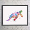 Picture of Sea Turtle Watercolor Art Print Wall Art Poster Inspiration Watercolor Painting Colorful Sea Turtle Art Paper Home Decor Marine Life 8x10 inch No Frame