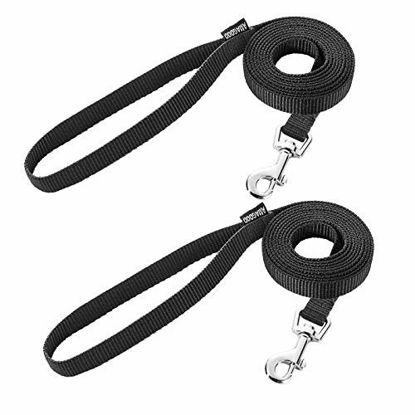 Picture of AMAGOOD 6 FT Puppy/Dog Leash, Strong and Durable Traditional Style Leash with Easy to Use Collar Hook,Dog Lead Great for Small and Medium and Large ,2 Pack (Black and Black,5/8")