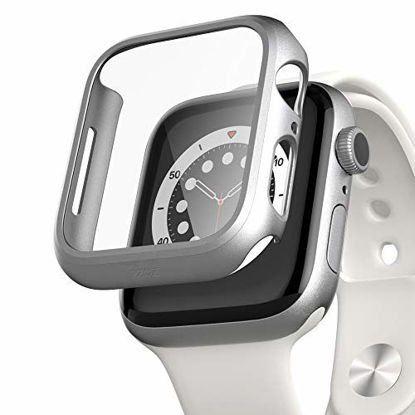 Picture of pzoz Compatible Apple Watch Series 6/5 /4 /SE 44mm Case with Screen Protector Accessories Slim Guard Thin Bumper Full Coverage Matte Hard Cover Defense Edge for Women Men New Gen GPS iWatch (Silver)