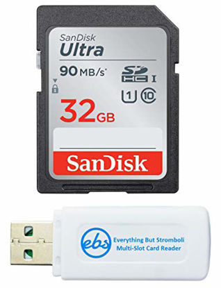 Picture of SanDisk 32GB Ultra SDHC Memory Card works with Kodak PIXPRO Friendly Zoom FZ43, FZ41, AZ421, FZ53, FZ201 Camera UHS-I Class 10 with Everything But Stromboli Memory Card Reader (SDSDUNR-032G-GN6IN)