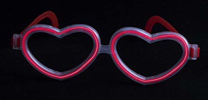 Picture of Red Heart Glow Stick Glasses - Wedding and Birthday Party Favors 1 Dozen Glow in The Dark Funky Red Heart Glasses - Party Pack of 12