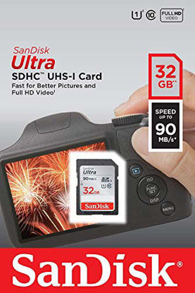 Picture of SanDisk Ultra SD Memory Card works with Nikon Coolpix L340, B500, A10, L32, S7000, A300, P900, Camera UHS-I Class 10 Up to 90MB with Everything But Stromboli Memory Card Reader (32 GB)