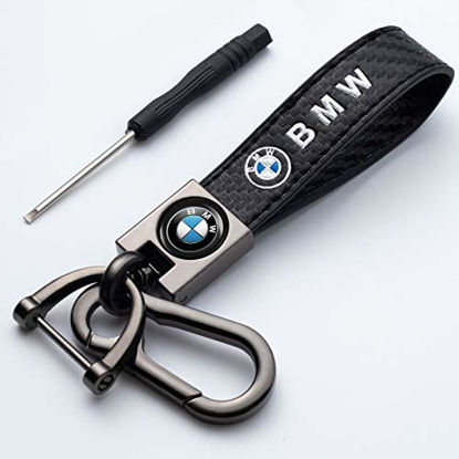 Picture of 1pcs Genuine Leather Car Logo Keychain Suit for BMW 1 3 5 6 Series X5 X6 Z4 X1 X3 X7 7 M Series Key Chain Keyring Family Present for Man and Woman