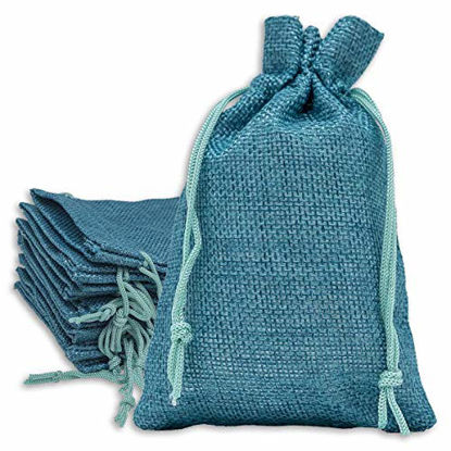 Picture of 12-Pack 8x10 Natural Linen Burlap Bags w. Drawstring (Grey, Large) for Party Favors, Gifts, Christmas Presents or DIY Craft by TheDisplayGuys