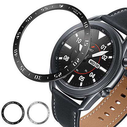 Picture of YPSNH Bezel Ring for Samsung Galaxy Watch 3 45mm Bezel, Stainless Steel Adhesive Bezel Cover Anti Scratch Stainless Steel Protection Cover Accessory for Galaxy Watch 3 45mm(Black/White)