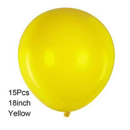 Picture of 18 Inch Yellow Big Balloons Round Giant Yellow Latex Balloon Jumbo Thick Balloons for Party Decorations Pack of 15