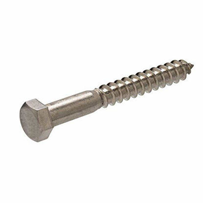 Picture of Magerack 5/16 x 5" 304 Stainless Steel Hex Head SS 18-8 Lag Screw Bolt Pack 10