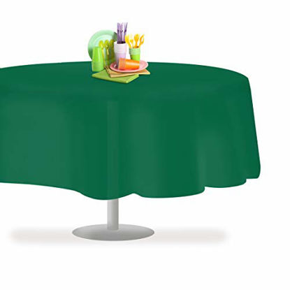 Picture of Dark Green 6 Pack Premium Disposable Plastic Tablecloth 84" Inch Round Table Cover by Grandipity