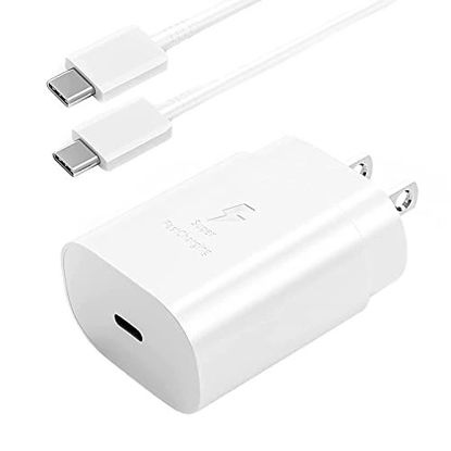 Picture of Samsung S21 Fast Charger, 25 Watt PD 3.0 USB C Type C Charger for Samsung Galaxy S21/S21 Plus/S21 Ultra 5G/Z Flip 3/S20/S20 Plus/S20 Ultra/Note 20 Ultra/Note 10/Plus, with 5-ft USB C to USB C Cable