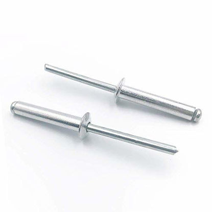 Picture of ISPINNER 100pcs 3/16" x 1" Aluminum Blind Rivets, 4.8 x 25.4mm Pop Rivets, Pack of 100 (Silver)