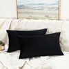 Picture of JUSPURBET Black Decorative Lumbar Velvet Throw Pillow Covers 12x20,Pack of 2 Luxury Soft Solid Cushion Cases for Sofa Couch Bed