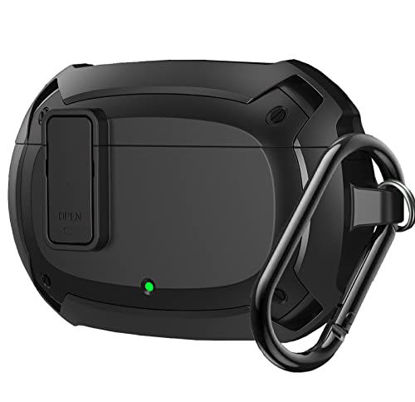 Picture of OTOPO Beats Studio Buds Case 2021, [Secure Lock] Full Body Rugged Shockproof Cool Beats Studio Buds Protective Case Cover Men Women with Keychain for New Beats Studio Ear Buds Case - Black