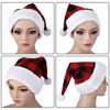 Picture of Ruisita 2 Pack Adult Santa Hat Velvet Red Black Plaid Christmas Party Supplies