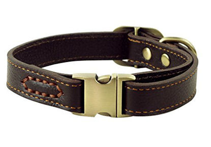 Picture of JIngwy All Natural Real Leather Collar for Dog/Pet 3 Sizes Available Suit for Small Medium and Large size Dog/Pet 2 Colors Brown and Black (L, Brown)