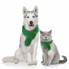 Picture of NACOCO Christmas Dog Knitted Scarf with White Pompom Warm Bandana Winter Holiday Pet Accessories Cat Scarves for Small Medium Cats Dogs Lovely Winter Outfits (L, Green)