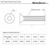 Picture of M6-1.0 x 10/12/16/20/25mm Flat Head Socket Cap Screws, Allen Socket Drive, DIN 7991, Stainless Steel 18-8 (304), Bright Finish, 50 PCS