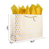 Picture of 2 Pack 16.5" Extra Large Gift Bags with Tissue Paper for Presents (Gold Polka dot)