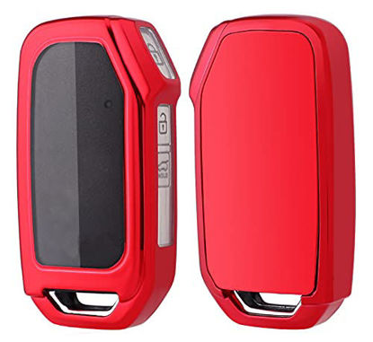 Picture of Key Fob Cover Case Fit for Kia Ceed Cerato Forte Niro Seltos Sorento Soul Sportage Telluride Remote Holder Skin Protector Keyless Entry Sleeve Accessories (Red)