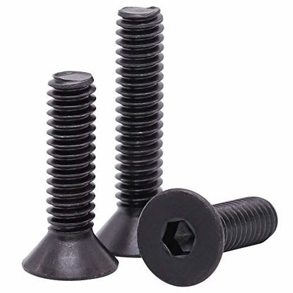 Picture of (30 PCS) 1/4-20 x 2" (3/8" to 3" Length Available) Flat Head Socket Head Cap Screws, 10.9 Grade Alloy Steel, Hex Socket Drive, Fully Machine Threaded, Black Oxide Finish