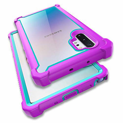 Picture of KSELF Case for Samsung Galaxy Note 10 Plus Case With Screen Protector, Full Body Protective Hybrid Dual layer Shockproof Acrylic Back Case Cover for Galaxy Note 10 Plus 5G 6.8 inch (Purple Light Blue)