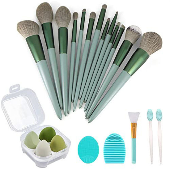 Picture of Makeup Brushes 22 Pcs Makeup Kit,Foundation Brush Eyeshadow Brush Make up Brushes Set (Green, 22 Piece Set)