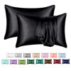 Picture of MR&HM Satin Pillowcase for Hair and Skin, Silk Satin Pillowcase 2 Pack, King Size Pillow Cases Set of 2, Silky Pillow Cover with Envelope Closure (20x36, Black)