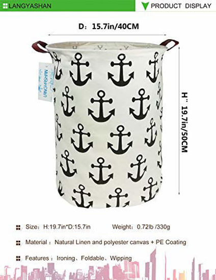 LANGYASHAN Collapsible Canvas Storage Bin - Round Thick Animal Pattern Laundry Hamper & Toy Basket - View #7