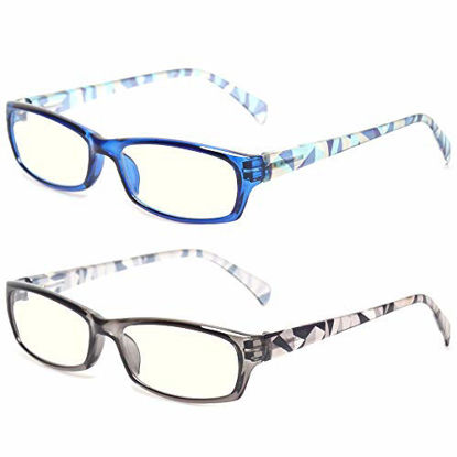 Picture of 2 Pair Computer Glasses - Anti-blue glasses - Blue Light Blocking Reading Glasses for Women (1 Blue 1 Gray, 0.50)