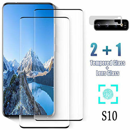 Picture of Tempered Glass Screen Protector for Samsung Galaxy S10, [2-Pack][3D Curved] [9H Hardness Anti-Scratch] [Ultrasonic Fingerprint Compatible] for Galaxy S10 Screen Protector