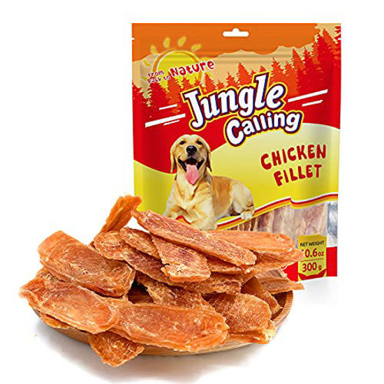 Picture of Jungle Calling Dog Treats Chicken Jerky for Small & Large Dogs Chewy Treats 11 Ounce (Chicken Fillet)